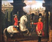 Bernardo Bellotto, Colonel Piotr Konigsfels teaching Prince Jozef Poniatowski how to ride